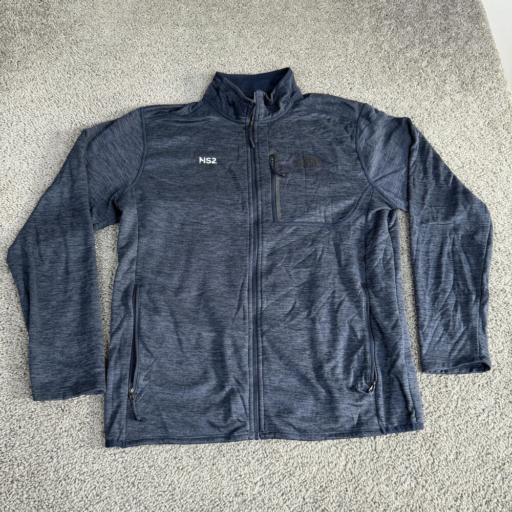 The North Face Mountain Peaks Fleece Jacket Mens Large Heather Blue Pockets